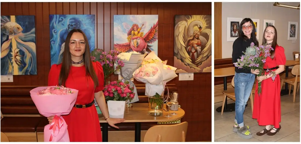 художниця Аліса Путня на своїй персональній виставці в Living Room